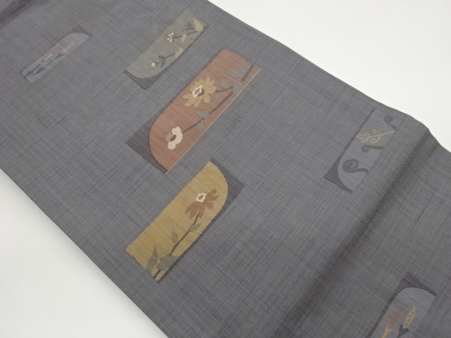 JAPANESE NAGOYA OBI / WOVEN STRIPE & FLOWER